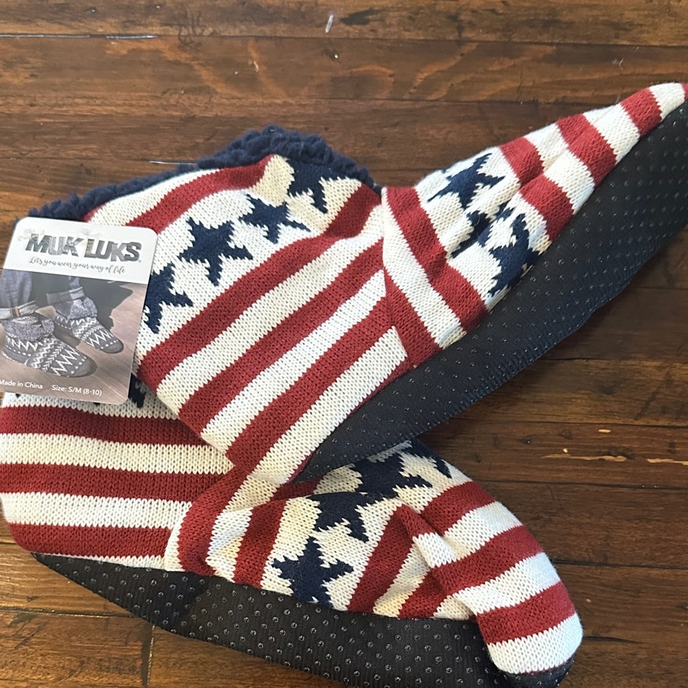 Muk Luks Men's Stars and Stripes Slipper Socks